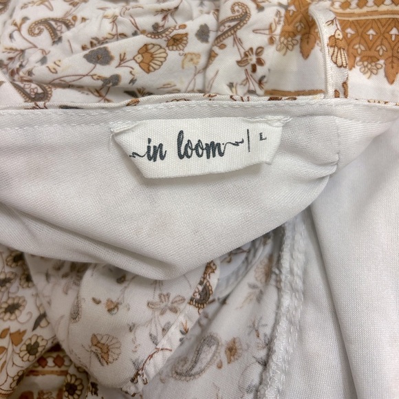 In Loom Boho Button Up Ruffled Short Sleeve Floral and Paisley Top - Picture 2 of 3